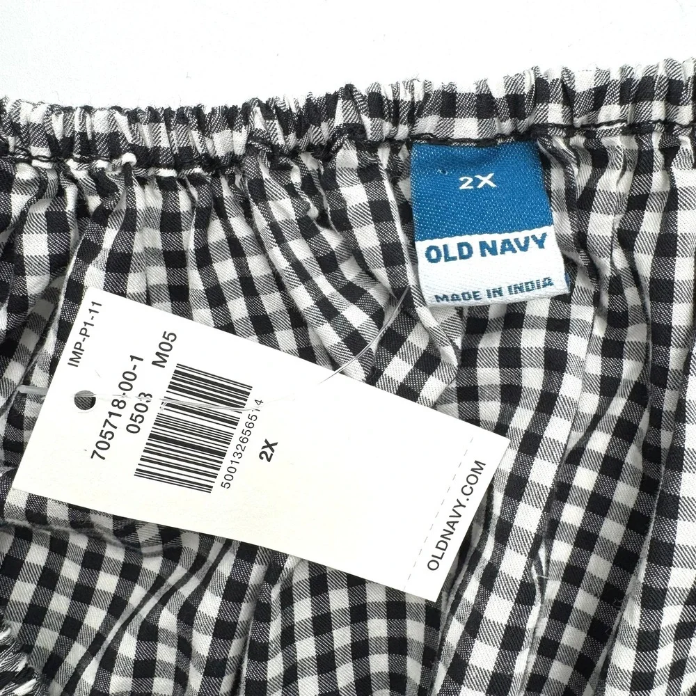 OLD NAVY NWT Women's 2X Black White Gingham Waist-Defined Puff-Sleeve Mini Dress - Picture 5 of 10